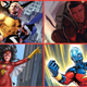 Clockwise from bottom left: Spider-Woman (Spider-Woman/Artist: Jung-Geun Yoon); Sentry (The Sentry/Artist: Bryan Hitch); Miles Morales (Marvel Tales/Artist: Joshua “Sway” Swayby), and Genis-Vell (Genis-Vell: Captain Marvel/Artist: Juann Cabal)